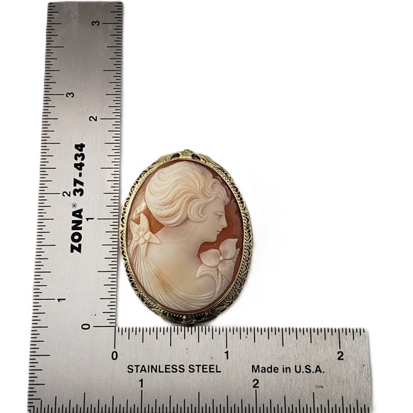 14 Karat Yellow Gold Cameo Brooch/Pendant #20879 - Picture 6 of 6